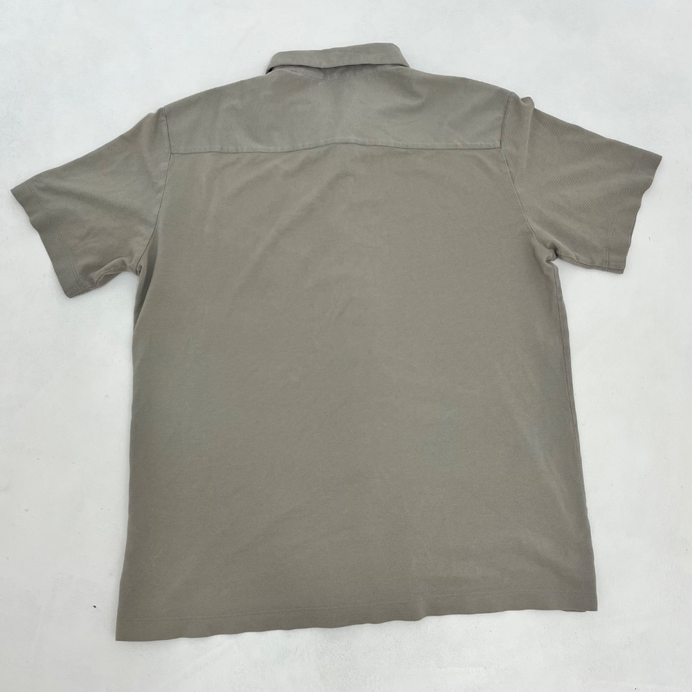 Theory Men’s Medium Short Sleeve Shirt 100% Cotton Light Gray Button Down - Picture 5 of 8